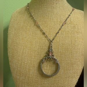 Elegant Fairycore Silver and Pink Pendant Necklace
